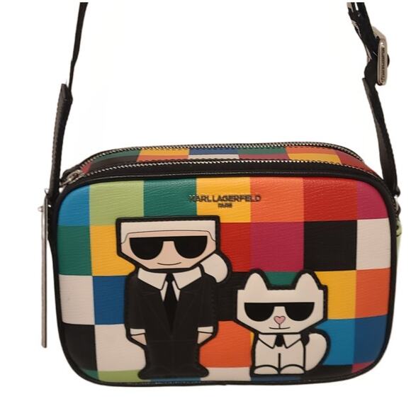 NWT Karl Lagerfeld Paris Maybelle Multicolor Crossbody Camera Bag Purse Handbag - Picture 3 of 9